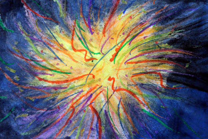 Fireworks and 4th of July artwork done with oil pastels and watercolor. Step by step lesson. Blue and black watercolor can be mixed for the background. Sydney did this one.