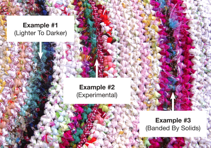 Three examples of different types of colour banding. Example #1 gives you the best idea of what can be achieved with gradation.