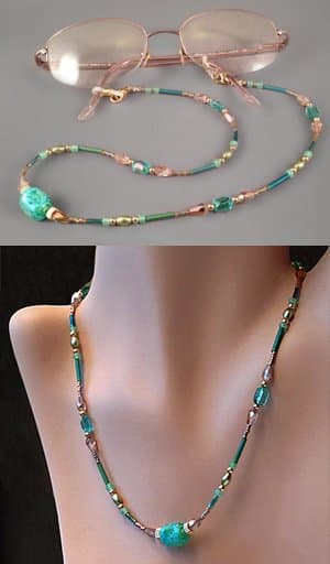 Learn to make a fashionable beaded eyeglasses leash that converts to a necklace in seconds.