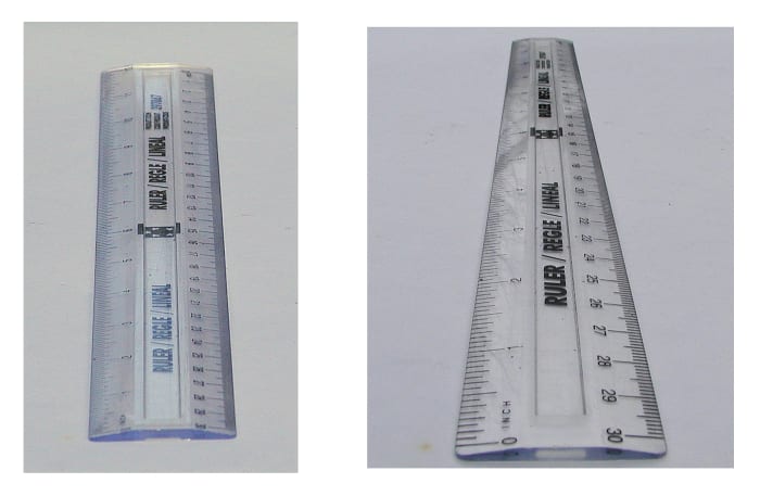 The right image was taken with a wide angle lens up close, the left image was taken from further away and the lens zoomed in closer
