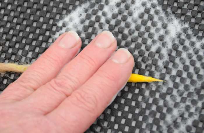 Roll well until fully felted. You may wish to add two layers to the yellow section to make it more defined.