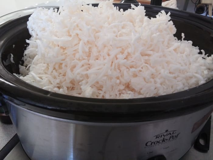 Add the 8 ounces of water and cover with lid. Once the water is added, you can turn the crock pot on high, if you want to get through the process faster. Be aware though, you will need to check on it more often.