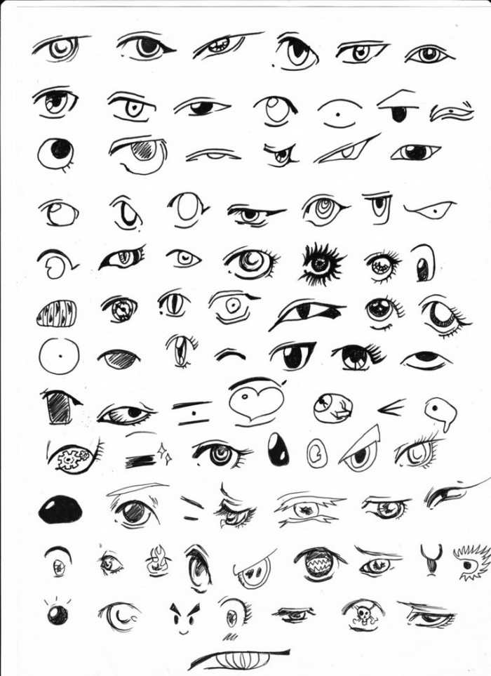 Not my work, but I cannot credit the artist because the link I was using for that is now broken. I did something very similar to this once, copying many of the eyes from various manga.