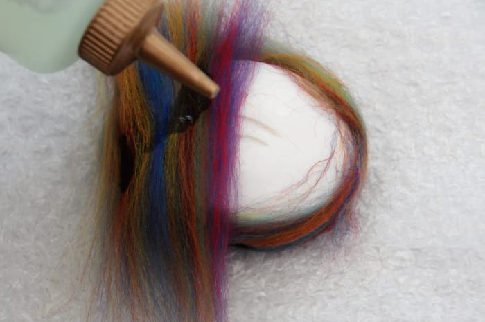 Next cover the top of the Soap with Fibers. Dampen the fibers to make sure they don't slip off the soap.