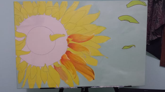 Petals begin to form a dimension when layers of color are added to each one and the different tones are applied.