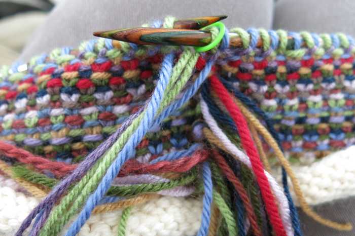 After every third round, pull the 6 ends from the previous rounds to the front of your work to create a tassel.