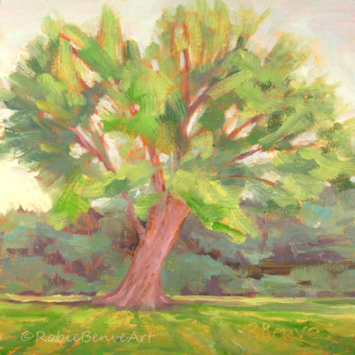 Making this painting I focused on radiating lines formed by the tree branches and the grass. "Just Mowed". Source: ©RobieBenve, all rights reserved
