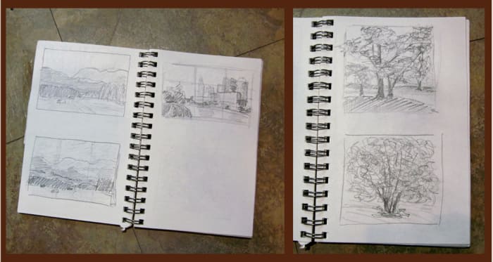Sketching down the scene before starting painting helps to test the best option for the composition and positioning of elements.