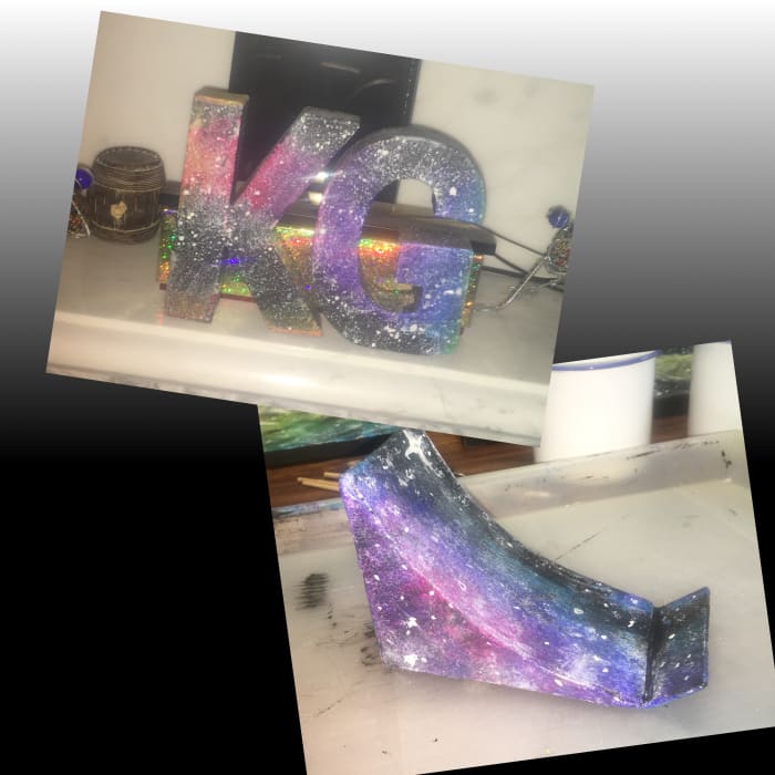 Painting on Initial Blocks and a handmade Phone holder (Project for Product Design made of cardboard)