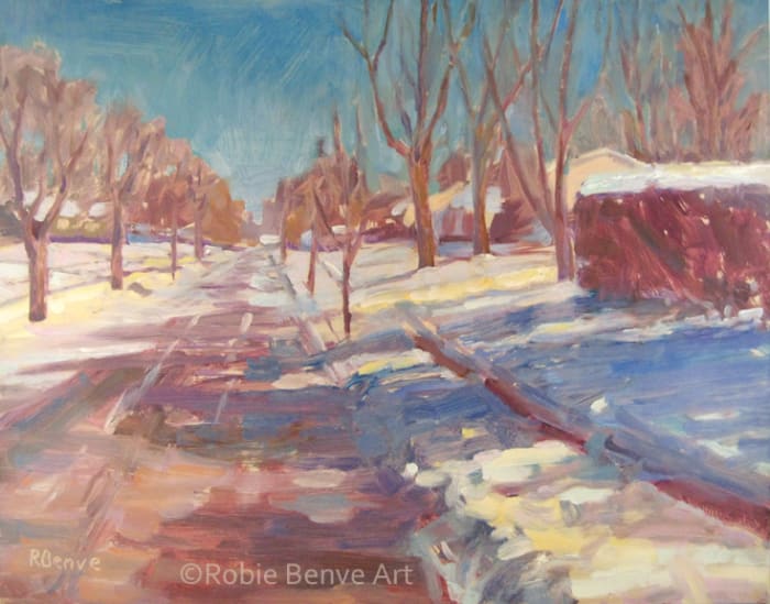 How lines and shapes intersect and divide the picture plane determines the structure of your painting. Photo: Spring Is Just Around The Corner, oil, by Robie Benve.