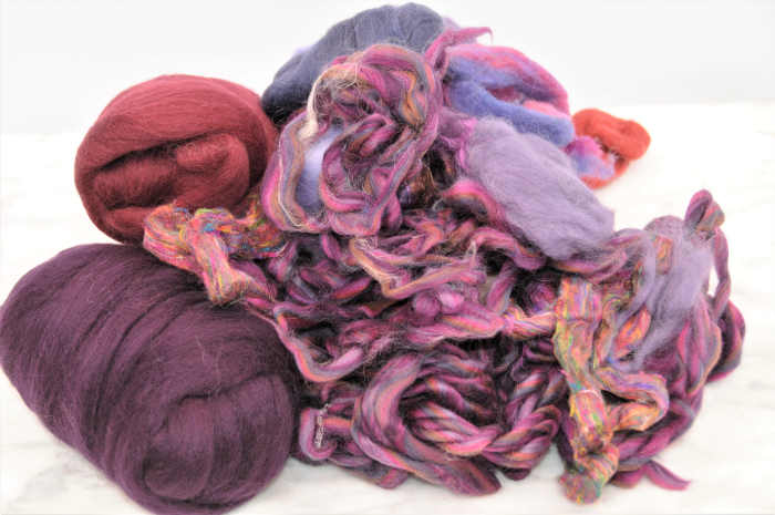 A selection of complimentary Merino Wool Roving and Pencil Roving for Embellishment.