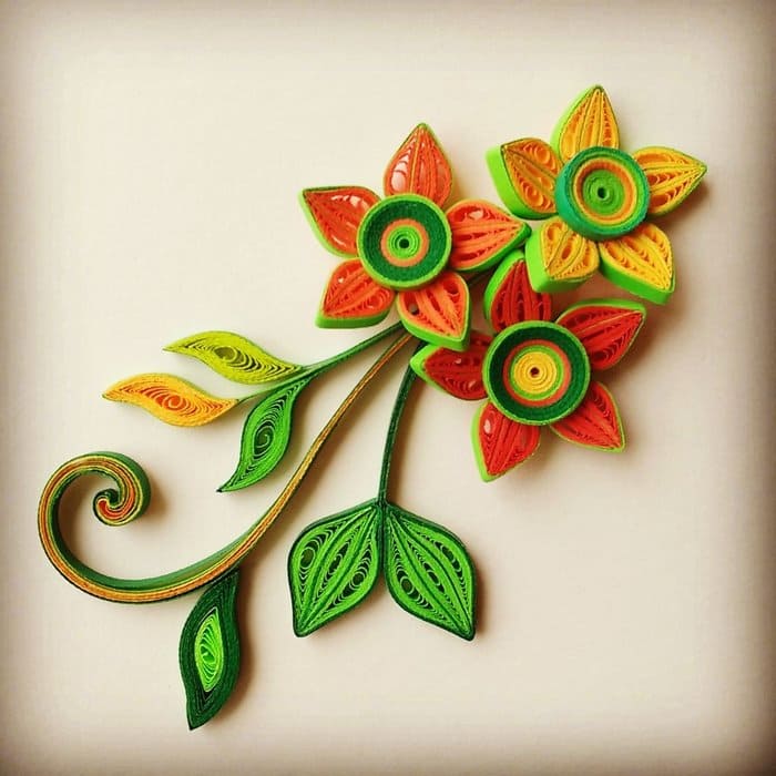 Gorgeous 3D Quilled Flowers and Leaves From Scratch! : Learn to make these gorgeous and colorful flowers and leaves today, from scratch! I'll also show you how and where you can use em in different projects :)