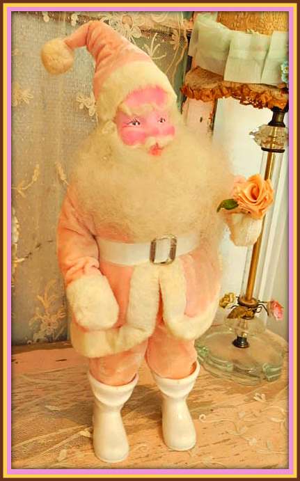 Vintage Santa Clauses Dolls are very popular now especially around charismas time, so if you are looking for one you don't want to miss out on this rare PINK one as they are getting very hard to find.