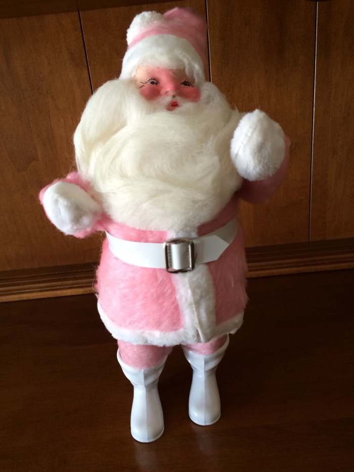 Fabulous 1963, Vintage Pink, Harold Gale Santa Claus. He stands an amazing 14 Inches tall, this is a real rare one to find and is valuable in pristine condition.