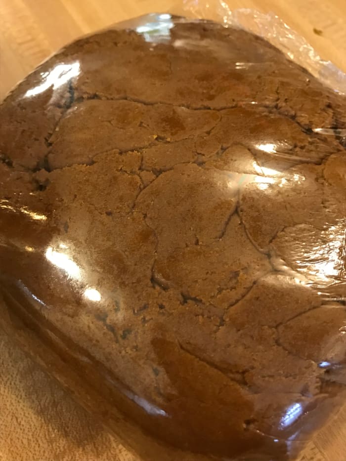 Wrap the dough and let it rest about half an hour. You don't have to chill it; it's fine at room temperature. When you're ready to roll it out, divide it into three equal pieces.