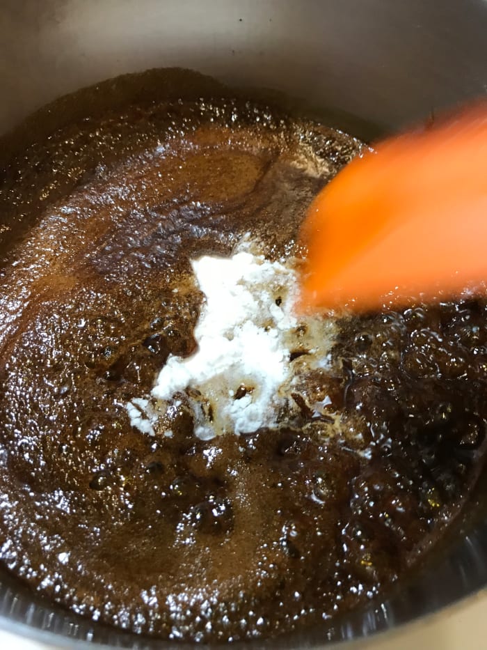 Add the baking soda—this will give the cookies some lift. It will also keep the cookies from turning into concrete, which would be fine if you want to keep them forever, but not if you want to keep your teeth if you eat one.