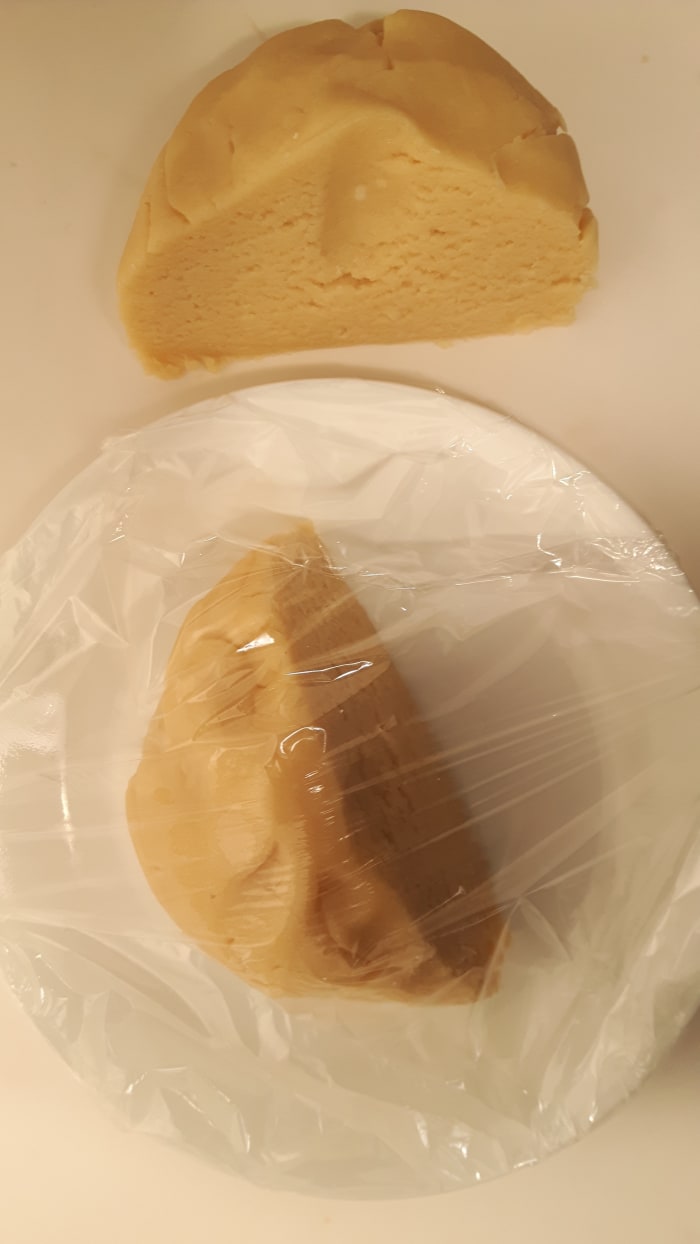 Put half of it on a plate and cover it with plastic wrap. This prevents it from drying out.
