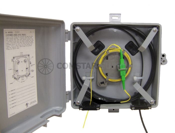 We mount this fiber slack NID box on the outside of your home. It's simply a spot to roll up slack in case we need it in the future for repairs.