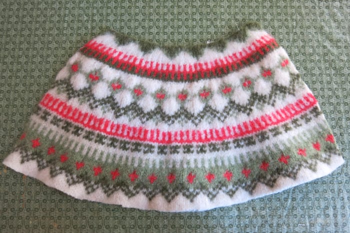 Cut out the area of your felted sweater that you want to use to make your pumpkin.