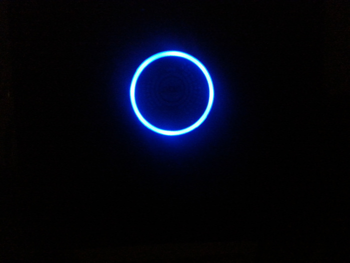 The bright blue circle indicates NBN's Sky Muster Satellite is connected, and internet is available. Easy to see in daytime, and you can't ignore it at night! (No danger of me forgetting to turn it off when not wanted.)
