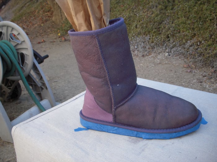 Put the newspaper or brown paper into your boots to keep them from flopping over while you work.