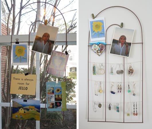 recycle a simple garden fence into a bulletin board or jewelry organizer for your wall or window