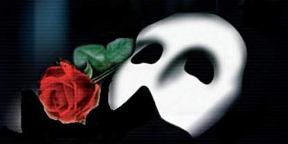 The white mask and rose came from the imagination of the creators of the musical, "The Phantom of the opera". It has become the symbol of the mysterious tale.