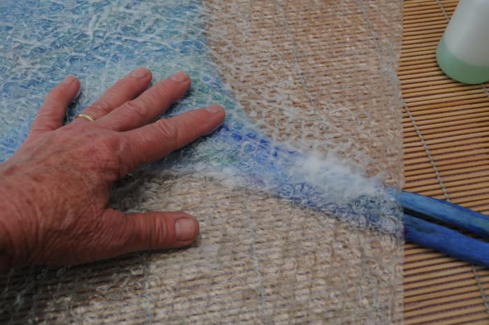 Attaching the 2nd Tie. Using Bubble for rubbing and for separating the ties from one another.