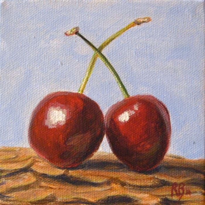 It's ok if you don't like the outcome. This is one of the first of my acrylic paintings that I actually liked. "Loving Cherries". All rights reserved.