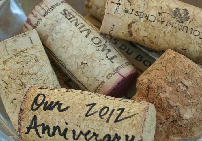 Some people save corks from special-occasion bottles, writing the date & event on them to create instant keepsakes.