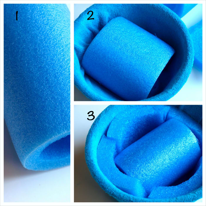 I "used my noodle" when I came up with this solution. I didn't have any floral foam, but I did have this old pool noodle to serve as the base for my "flowers".
