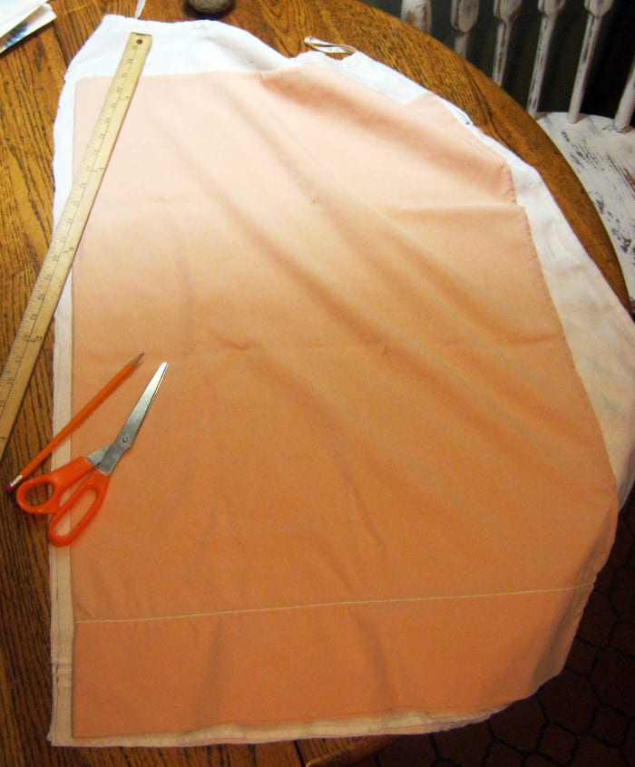 Use an old pillowcase as a pattern or template for cutting the skirt to the right size.