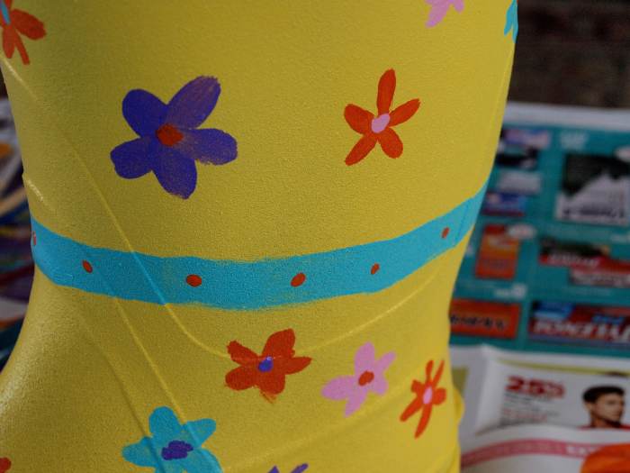 Paint whatever design you'd like. I'm not a painter, but had loads of fun painting flowers and polka dots on my boot!