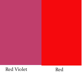 When you paint red-violet next to red, then the red-violet appears cooler, because it contains some blue.