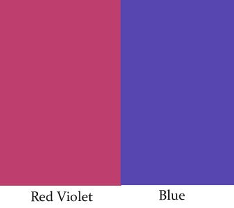 When red-violet is placed next to blue, then the red-violet is perceived as a warm color.