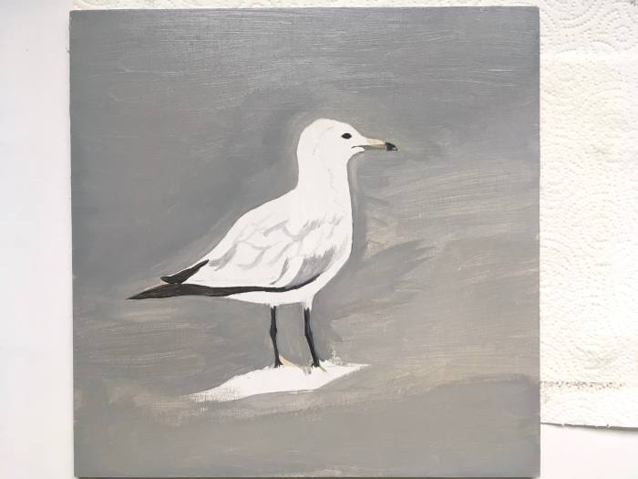 As you can see in the top portion of the painting, the color has improved with the new layer.
