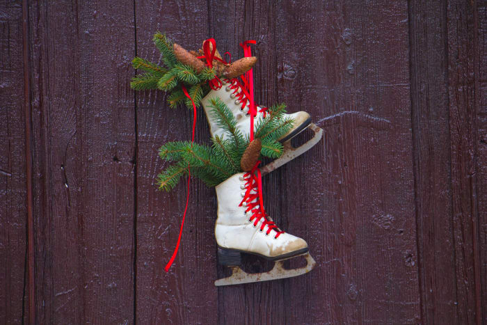"Ice skating" would be a great phrase to use in a game of Christmas charades. "Pine bows" would be a bit more difficult.