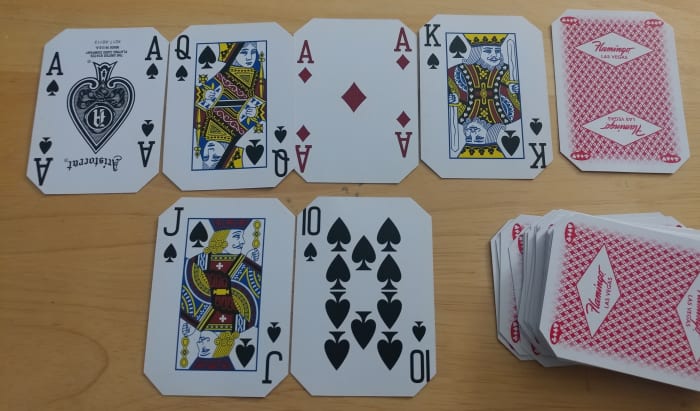 This a straight flush in Texas hold 'em. Specially this is a royal flush. This is the strongest poker hand.