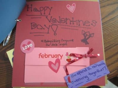 Febuary's coupon theme is Valentine's Day. We put two theater tickets in the pocket for the couple to enjoy.
