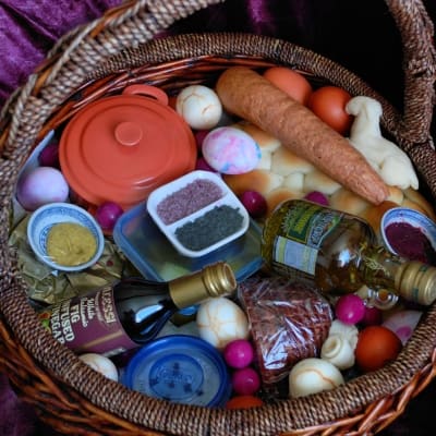 Our 2013 Easter basket. This year we also made a couple of extra small baskets as gifts for friends.
