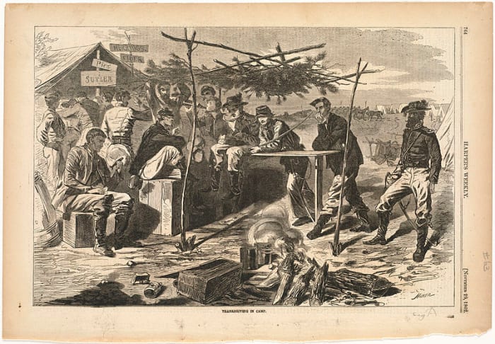 "Thanksgiving In Camp" by Homer Winslow, 1862. Just one year before Lincoln proclaimed the first national Thanksgiving day.