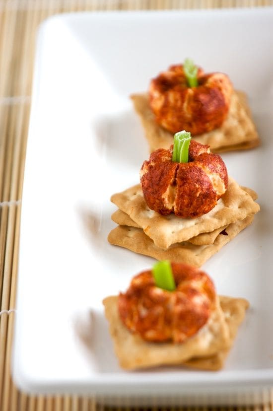 These mini pumpkin-shaped cheese balls are an elegant appetizer that requires hardly any effort.