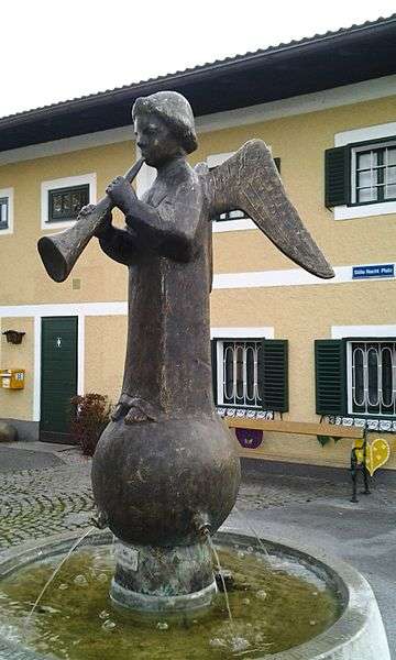 The Stille Nacht fountain in Arnsdorf, Austria erected in 1963 to commemorate the centenary of Franz Gruber's death