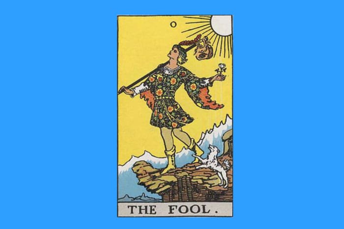 "The Fool" from the Rider-Waite-Smith deck of Tarot cards.