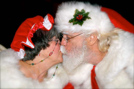 Mrs. Claus says, "Back off! Santa's married!" Mrs. Claus reports that Santa has kisses that taste like candy canes.