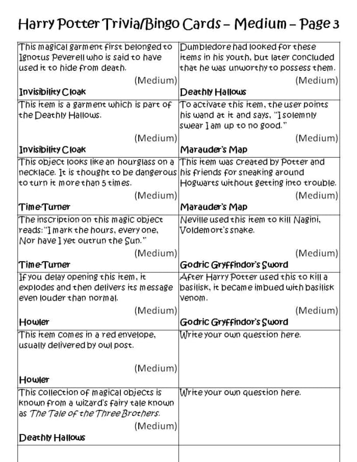 Entertaining Harry Potter Party Games: Printables and Group Games ...