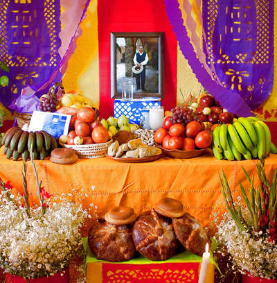 Day of the Dead altars are elaborate creations designed to encourage a friendly visit from the deceased soul of a loved one.