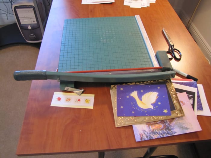 Sometimes I use a ruler and a pen to mark the lines for cutting the card down in size to use as a postcard.