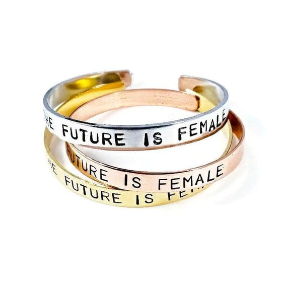 "The Future is Female" bracelet—a great gift idea for Democratic, liberal, and feminist moms and daughters.