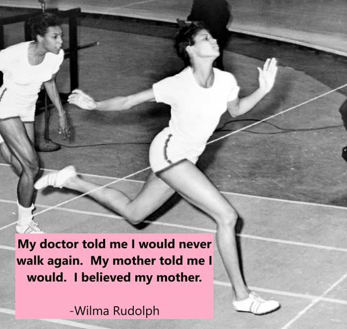 Public Domain. Wilma Rudolph at the finish line during 50 yard dash at track meet in Madison Square Garden (1961)